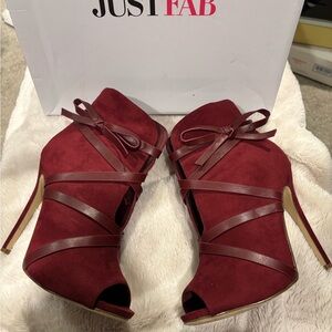JustFab Red Ankle Booties with Straps